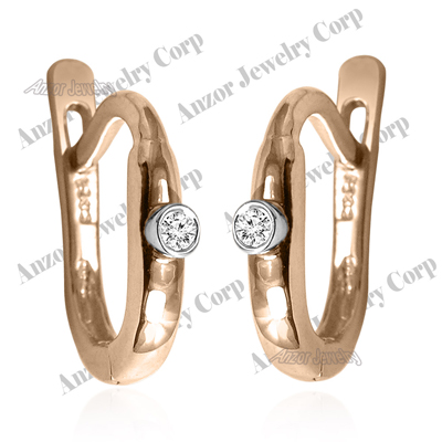 Russian Style Diamond Earrings 14k Gold