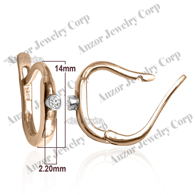 Russian Style Diamond Earrings 14k Gold 14mm