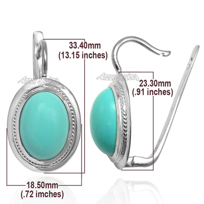 14k Solid Gold Turquoise Russian Style Earrings