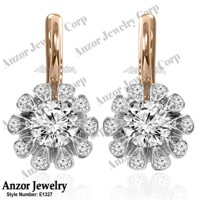 Russian Style Diamond Earrings in 14k 585