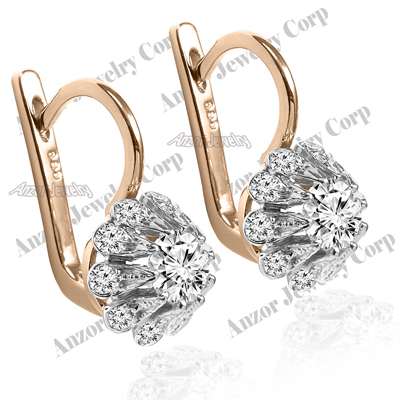 Russian Style Diamond Earrings in 14k 585