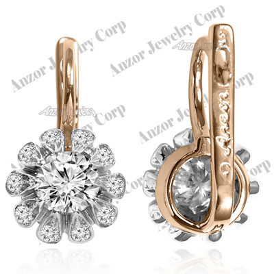 Russian Style Diamond Earrings in 14k 585