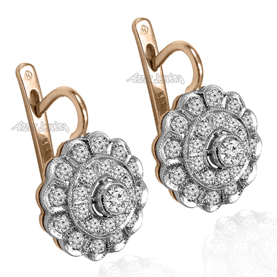 Russian Jewelry Diamond Earrings 14k