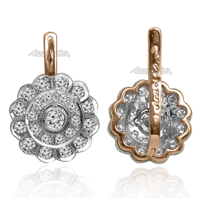 Russian Jewelry Diamond Earrings 14k