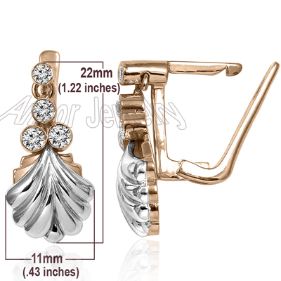 14k Gold Diamond Russian Style Earrings