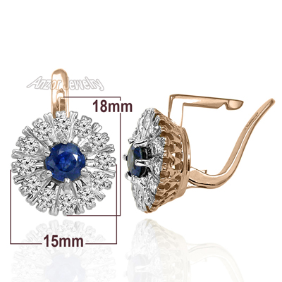 Russian Jewelry Sapphire & Diamond Earrings 585