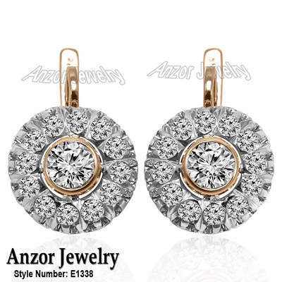 Russian Style Diamond & Sapphire Earrings 585