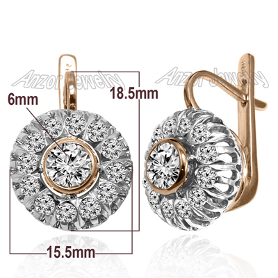 Russian Style Diamond & Sapphire Earrings 585