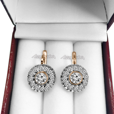 Russian Style Diamond & Sapphire Earrings 585