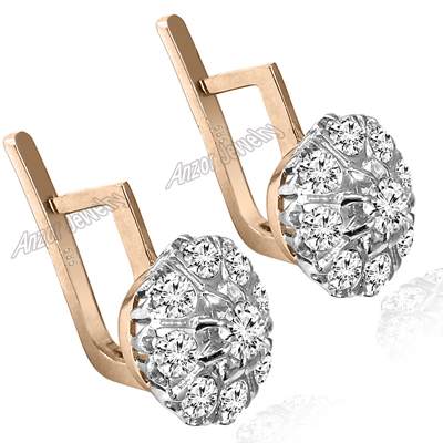 Russian Style Diamond Earrings Malinka 14k 585