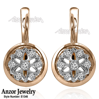 Russian Style Diamond Earrings 14k Gold 585