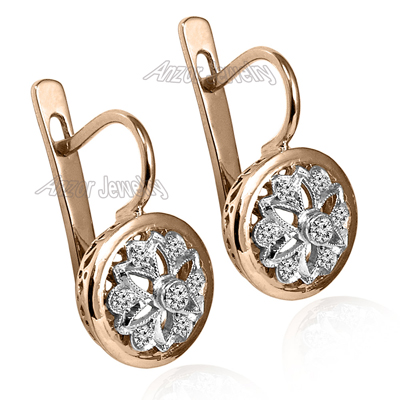Russian Style Diamond Earrings 14k Gold 585