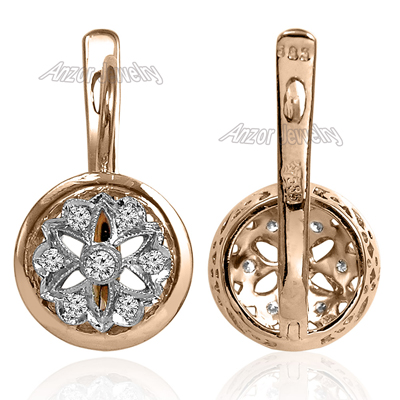 Russian Style Diamond Earrings 14k Gold 585
