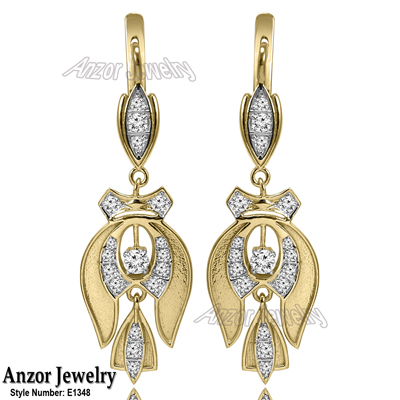 Russian Style Genuine Diamond Earrings in 14k