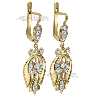 Russian Style Genuine Diamond Earrings in 14k
