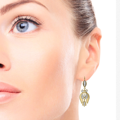 Russian Style Genuine Diamond Earrings in 14k