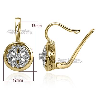 14k Yellow Gold Diamond Russian style Earrings