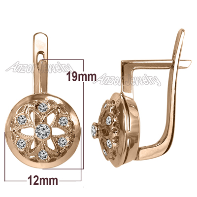 14k Rose Gold Diamond Earrings Russian style