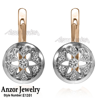 Genuine Diamond Russian Style Earrings 14k 585