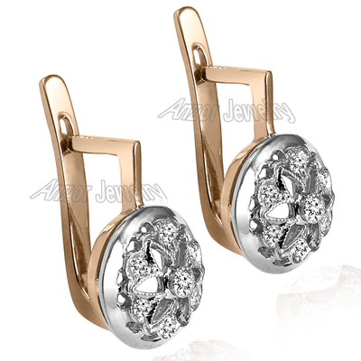 Genuine Diamond Russian Style Earrings 14k 585