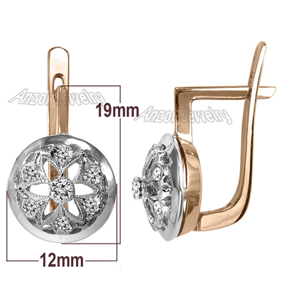 Genuine Diamond Russian Style Earrings 14k 585