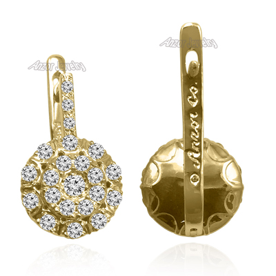 14k Yellow Gold Diamond Earrings Russian Jewelry