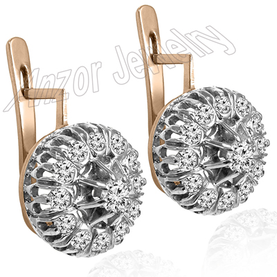 Russian Style Diamond Malinka Earrings 585 14K