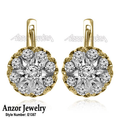 Russian Style Diamond Malinka Earrings 585 14K