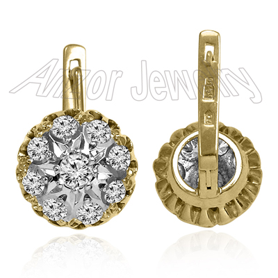 Russian Style Diamond Malinka Earrings 585 14K