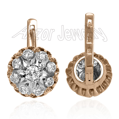 Russian Style Diamond earrings 14k Gold 585