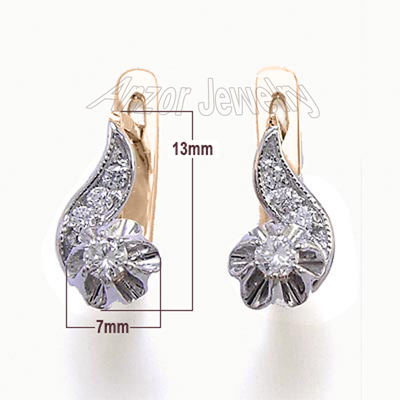 Russian style Genuine Diamond Earrings 14k 585