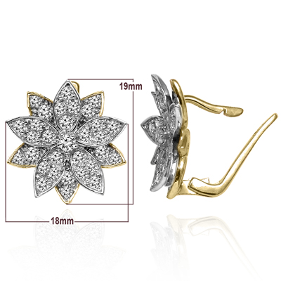 14k Gold Diamond Earrings Russian style