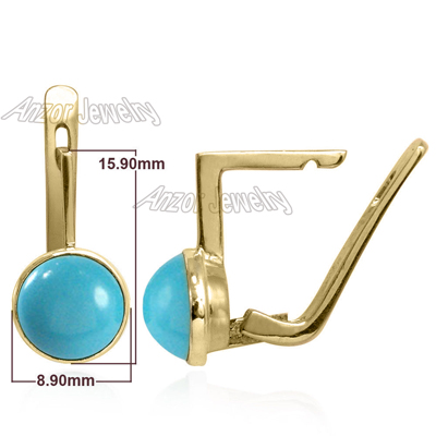 14k Gold  Turquoise Russian Style Earrings