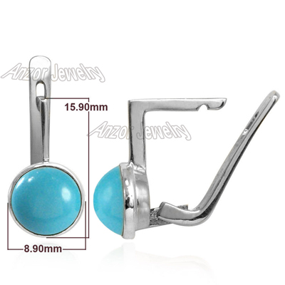 Russian Style Turquoise Earrings 14K white gold