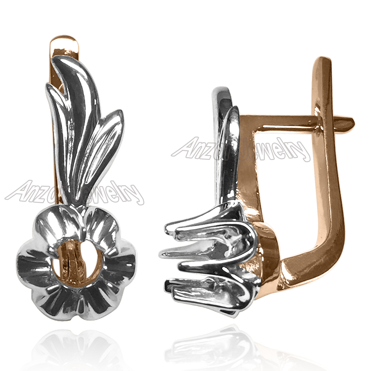 14k Gold Russian Style Semi-Mount Earrings