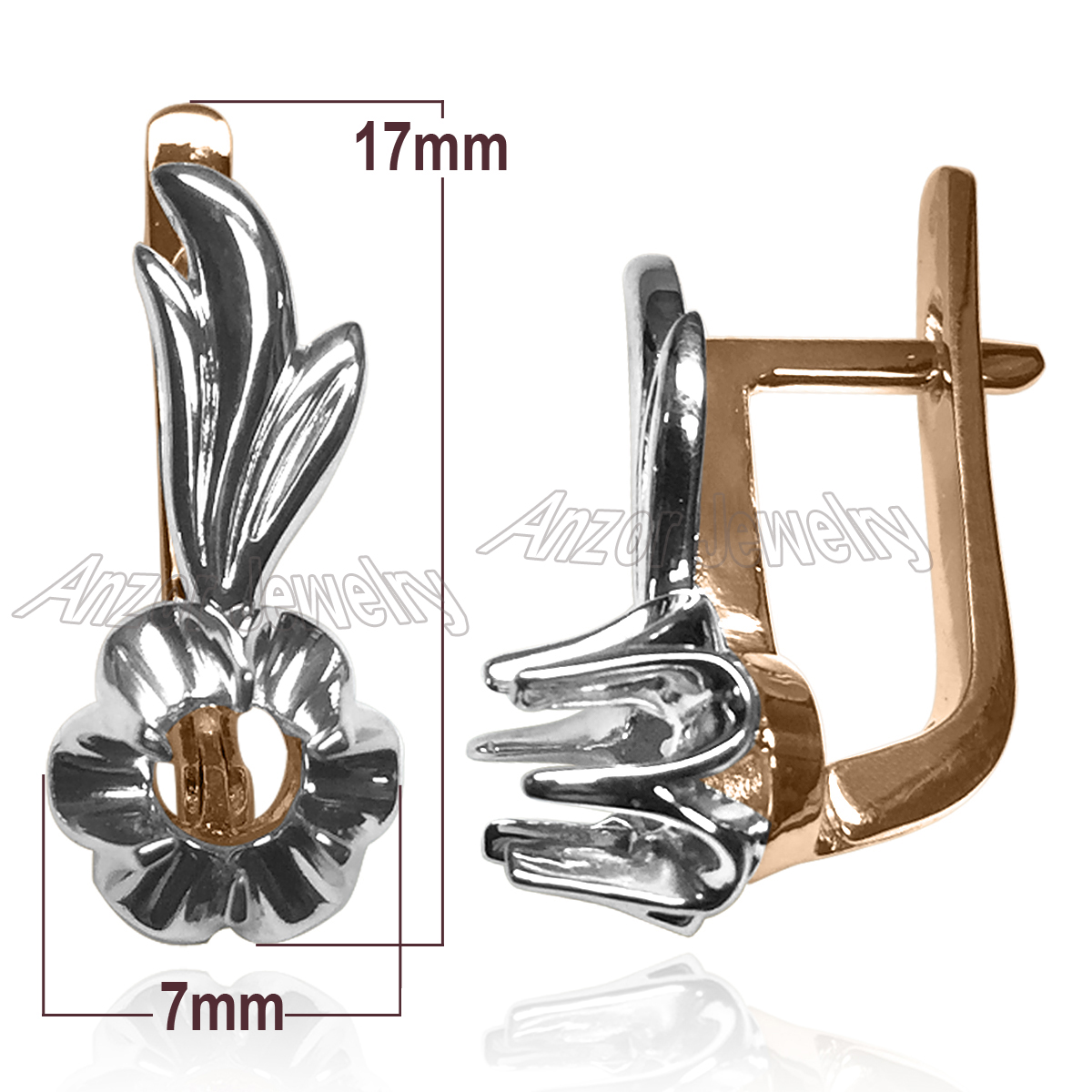 14k Gold Russian Style Semi-Mount Earrings