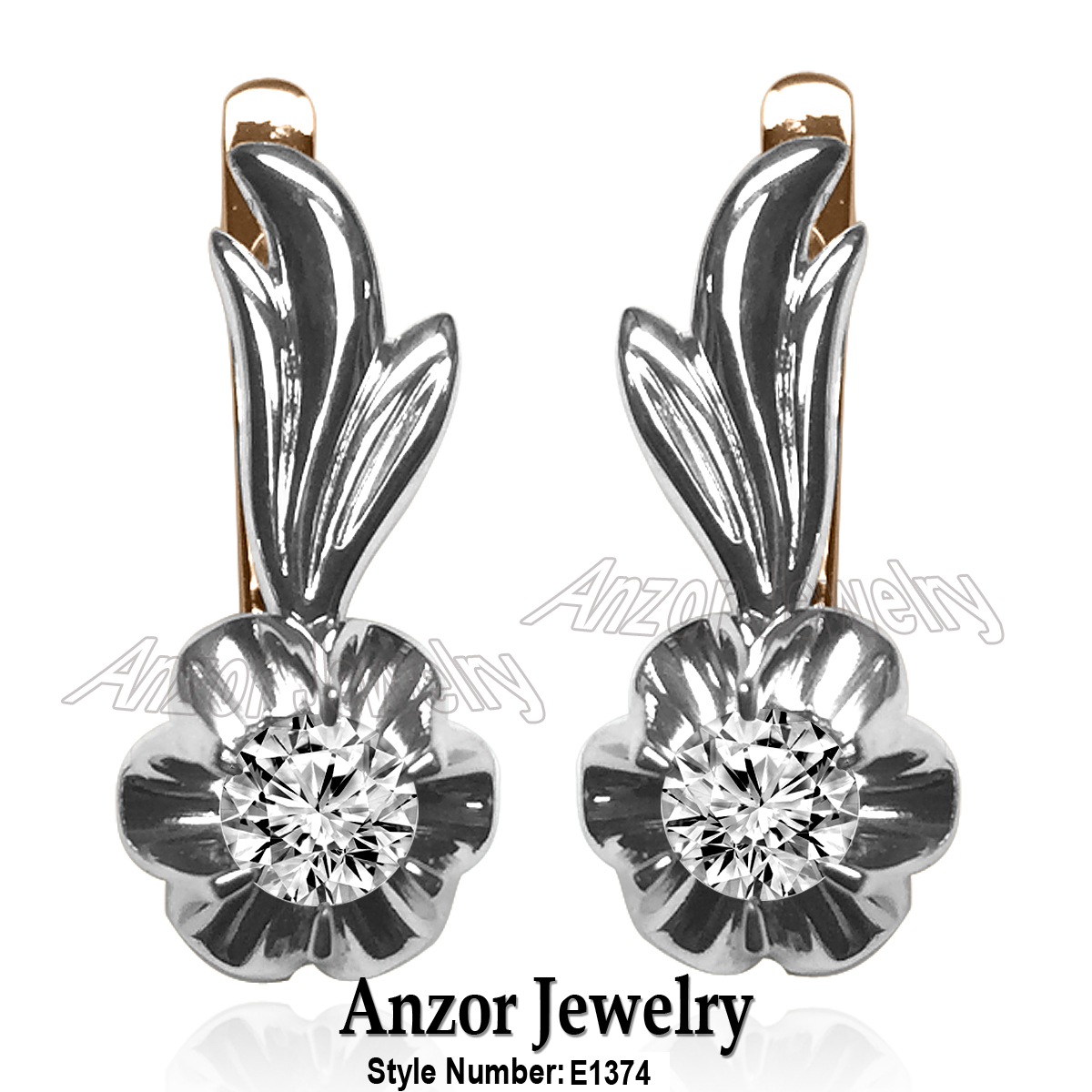 Russian Style Diamond Earrings 14k gold