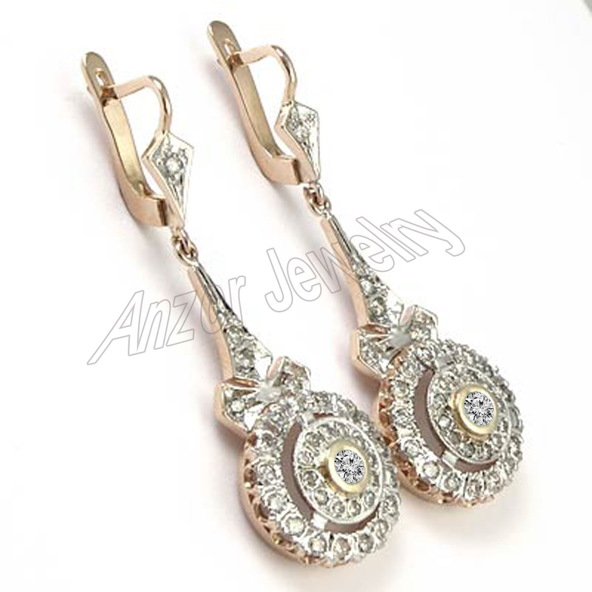 Russian style Diamond Chandelier Earrings 585