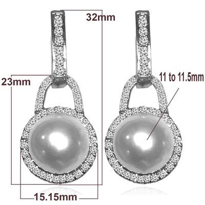 Russian style Diamond Pearl Earrings 14k Gold