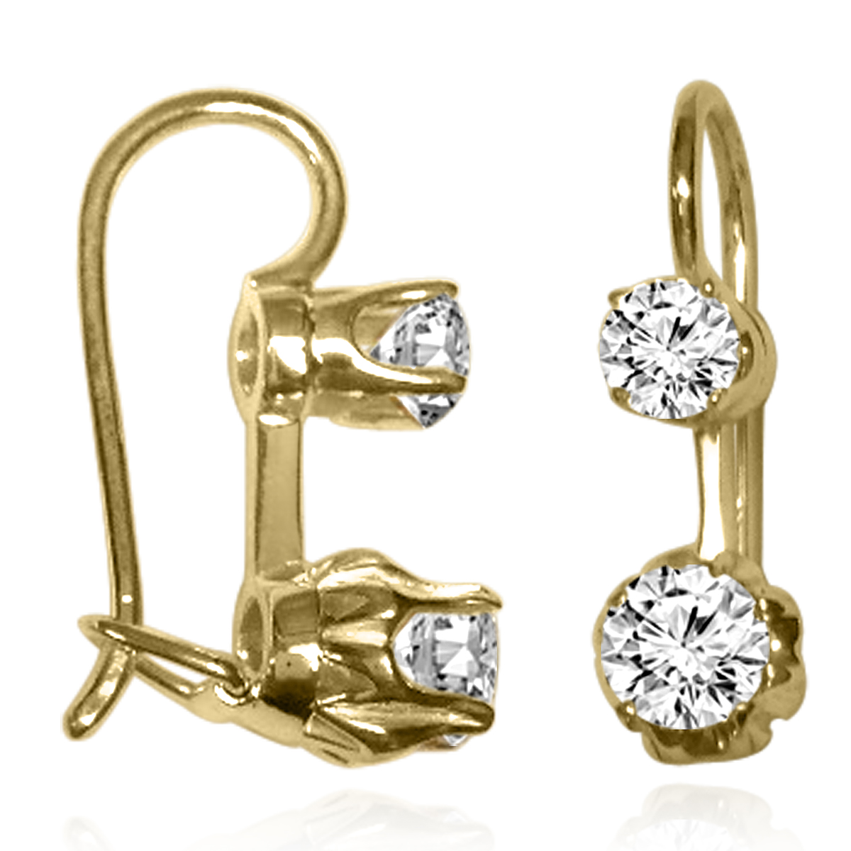 Russian Style Diamond Earrings 14k gold