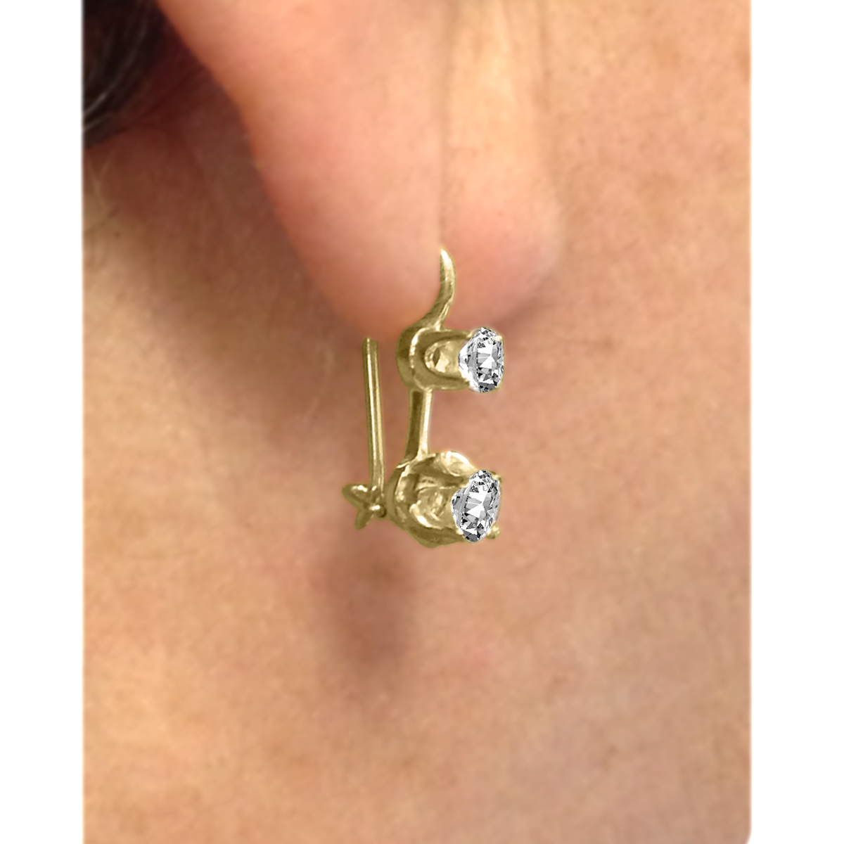 Russian Style Diamond Earrings 14k gold
