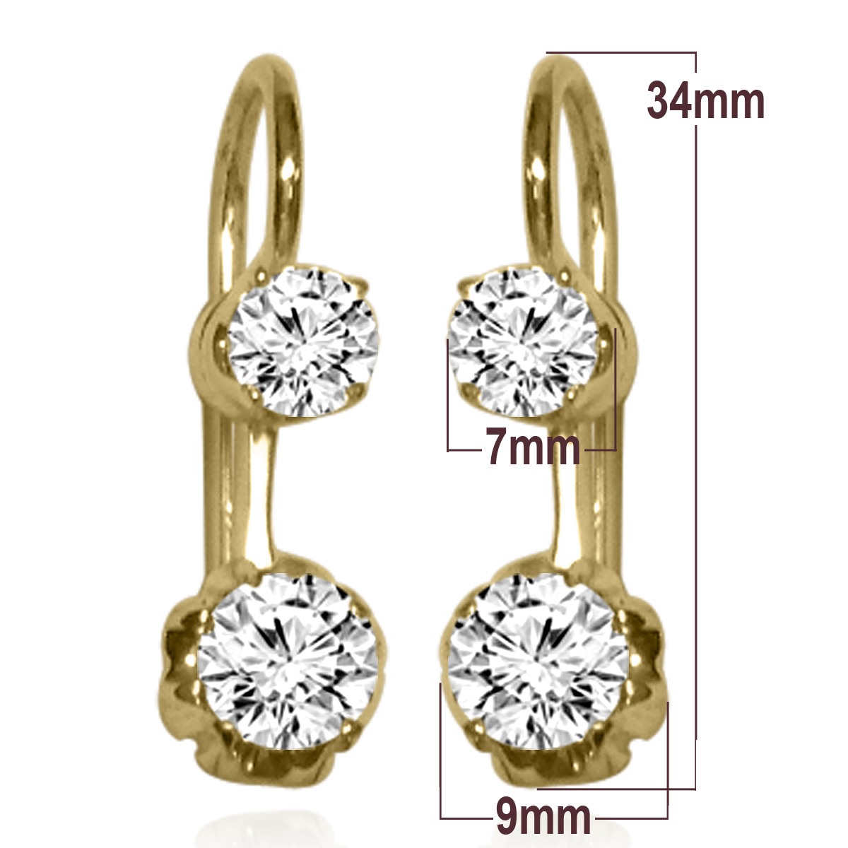 Russian Style Diamond Earrings 14k gold