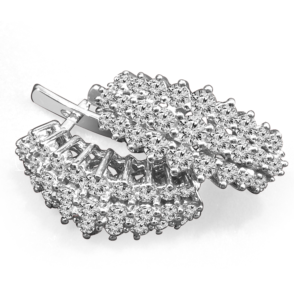 14K White Gold Russian Style Diamond Earrings
