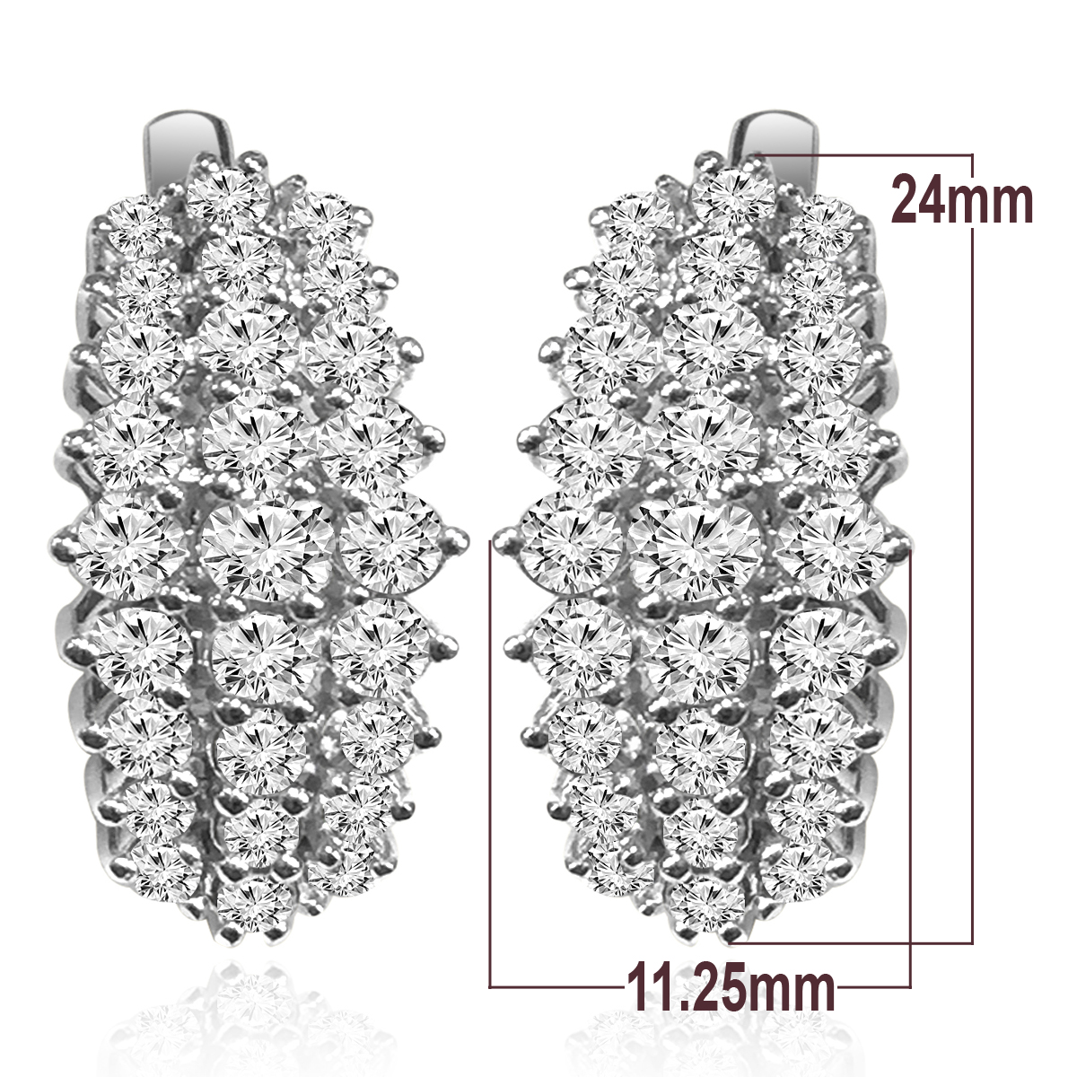 14K White Gold Russian Style Diamond Earrings