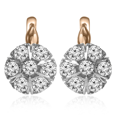Russian Vintage Style malinka diamond earrings 585
