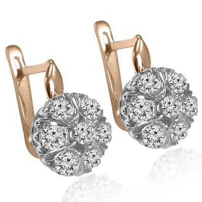 Russian Vintage Style malinka diamond earrings 585