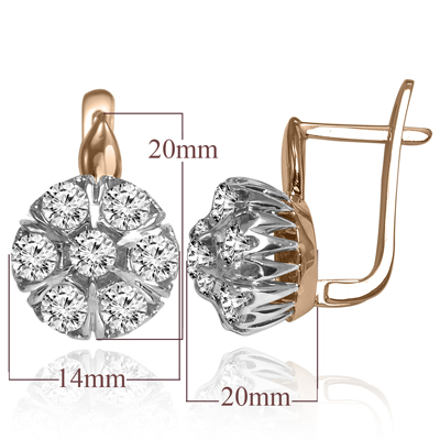 Russian Vintage Style malinka diamond earrings 585