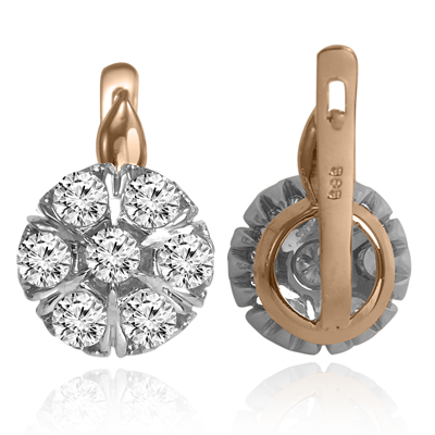 Russian Vintage Style malinka diamond earrings 585