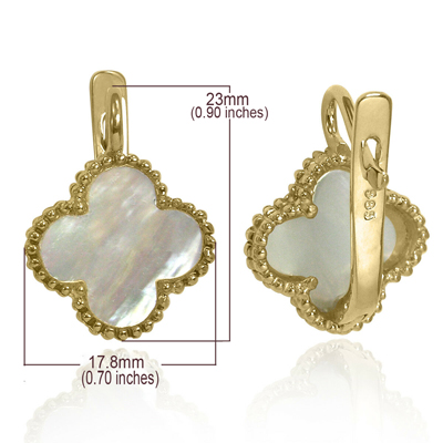 14k Solid Yellow Gold Mother of Pearl Earrings
