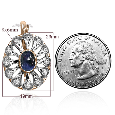Russian Style Diamond anSapphire Earrings14k Gold